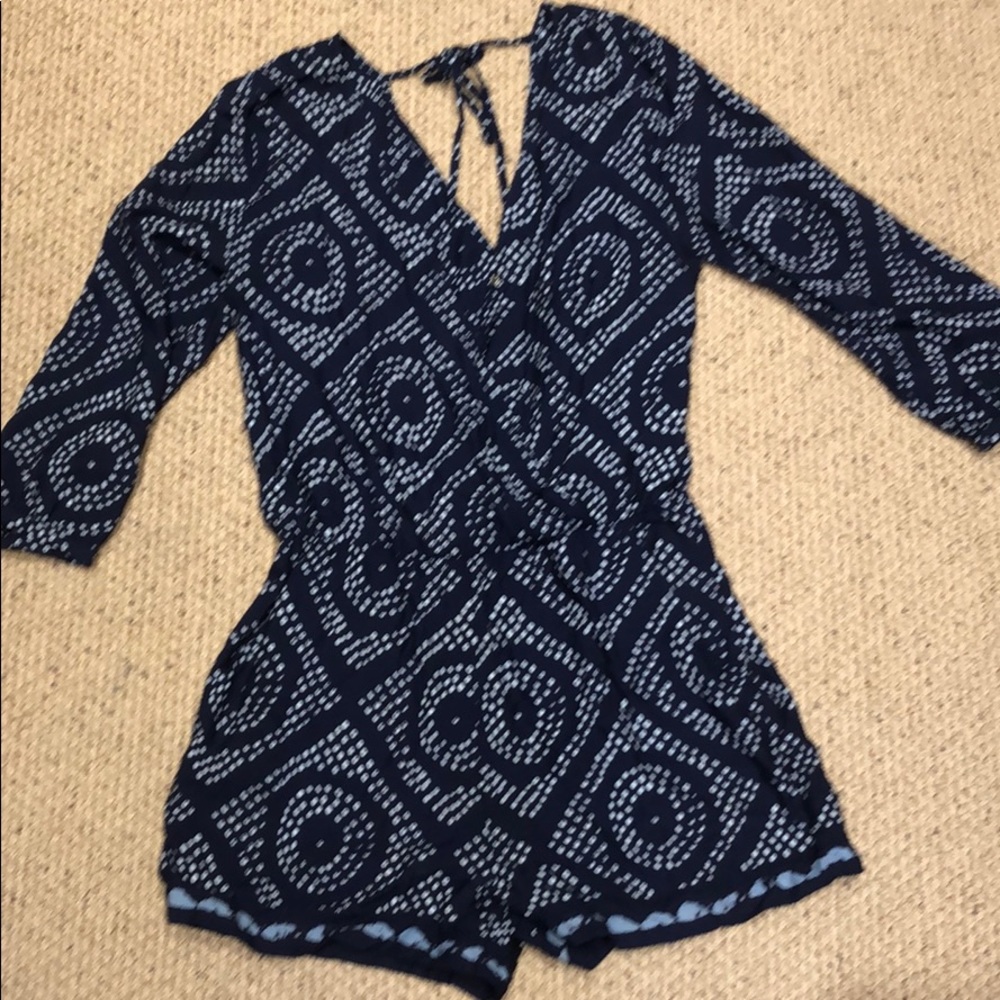 Blue printer romper